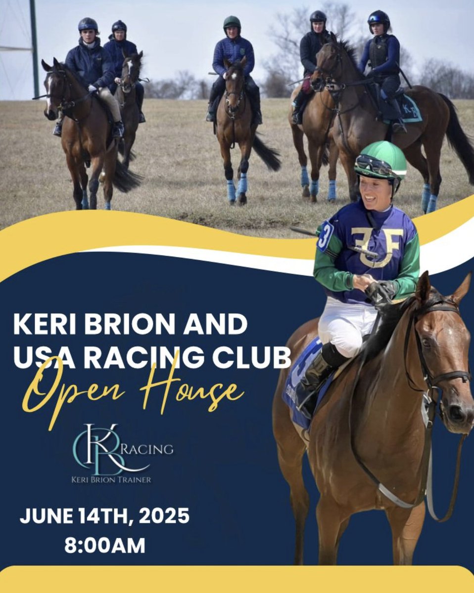 Steve Coxon Racing 🏇 (@usasteeplechase) on Twitter photo 🏇 Join Us for an Exclusive Open House at Eclipse Award winning trainer
<a href="/Keri145/">Keri Brion</a> 's stunning barn in Fair Hill, Maryland!
✨ Explore Keri's Barn and meet her 70 Equine Stars!
✨ Watch the horses in action during their morning workouts
✨ Learn all about the USA Racing Club 🏇 Join Us for an Exclusive Open House at Eclipse Award winning trainer
<a href="/Keri145/">Keri Brion</a> 's stunning barn in Fair Hill, Maryland!
✨ Explore Keri's Barn and meet her 70 Equine Stars!
✨ Watch the horses in action during their morning workouts
✨ Learn all about the USA Racing Club