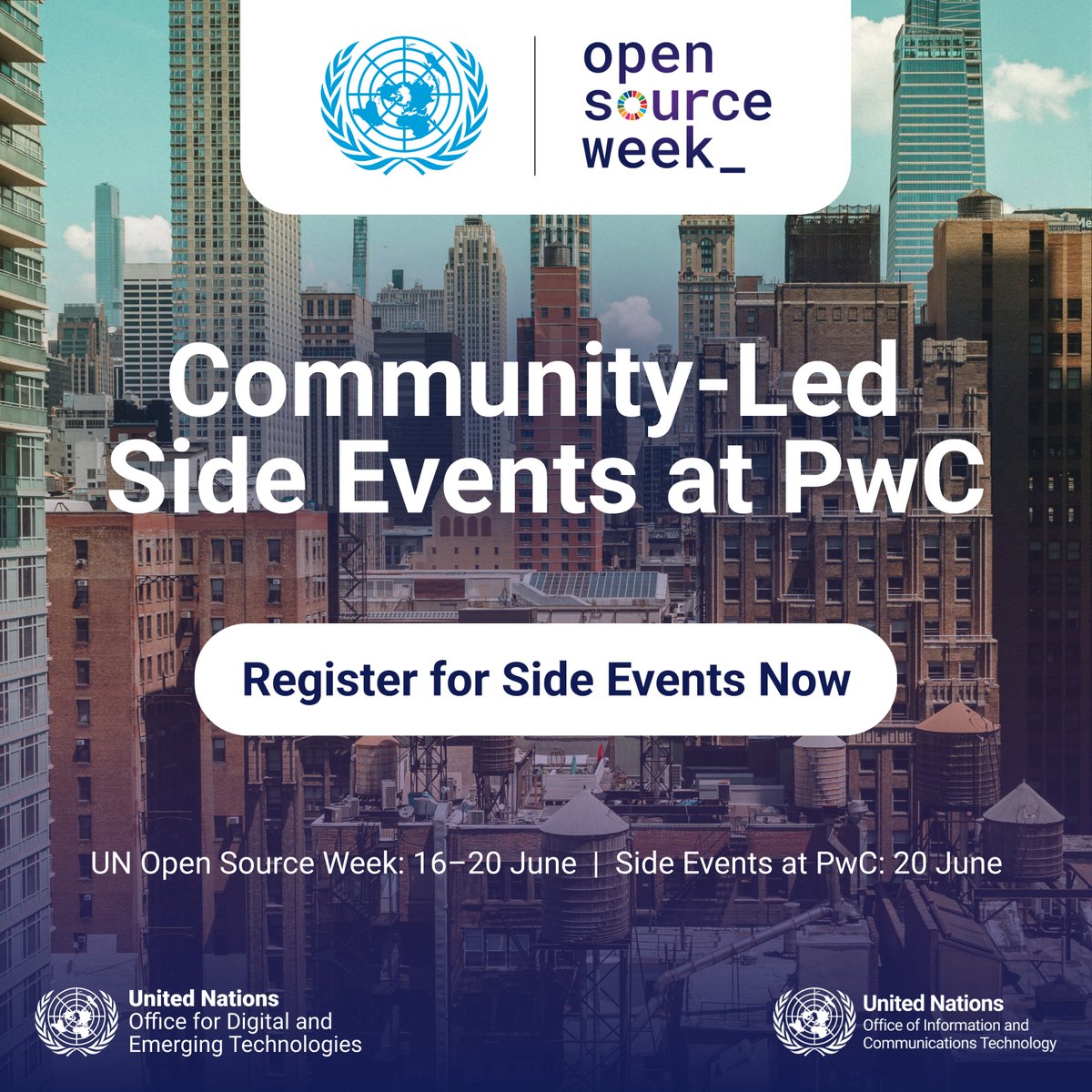 UN Office for Digital and Emerging Technologies (@odet_un) on Twitter photo On 20 June, join #UNOpenSourceWeek community-led side events at PwC, organised by <a href="/OpenForumEurope/">OpenForum Europe</a>, <a href="/RISEsweden/">RISE</a> & Curiouss.
Tracks cover:
🔹 DPI
🔹 Digital Sovereignty
🔹 Responsible AI
🔹 Capacity Building
🔹 Global SDGs
Register now: forms.office.com/e/fzEBw1jCxW
<a href="/pwc_de/">PwC Deutschland</a> <a href="/UN_OICT/">UN OICT</a> On 20 June, join #UNOpenSourceWeek community-led side events at PwC, organised by <a href="/OpenForumEurope/">OpenForum Europe</a>, <a href="/RISEsweden/">RISE</a> & Curiouss.
Tracks cover:
🔹 DPI
🔹 Digital Sovereignty
🔹 Responsible AI
🔹 Capacity Building
🔹 Global SDGs
Register now: forms.office.com/e/fzEBw1jCxW
<a href="/pwc_de/">PwC Deutschland</a> <a href="/UN_OICT/">UN OICT</a>