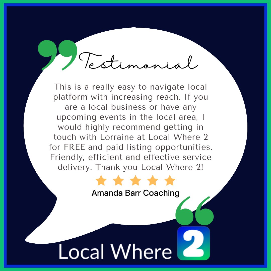 LocalWhere2's tweet image. “This is a really easy-to-navigate local platform with increasing reach.”
Thank you, Amanda Barr, for your kind words.
Free &amp;amp; paid listings available now at  LocalWhere2.com
#LocalWhere2 #TestimonialTuesday #SupportLocal #AmandaBarr #SmallBizPromo