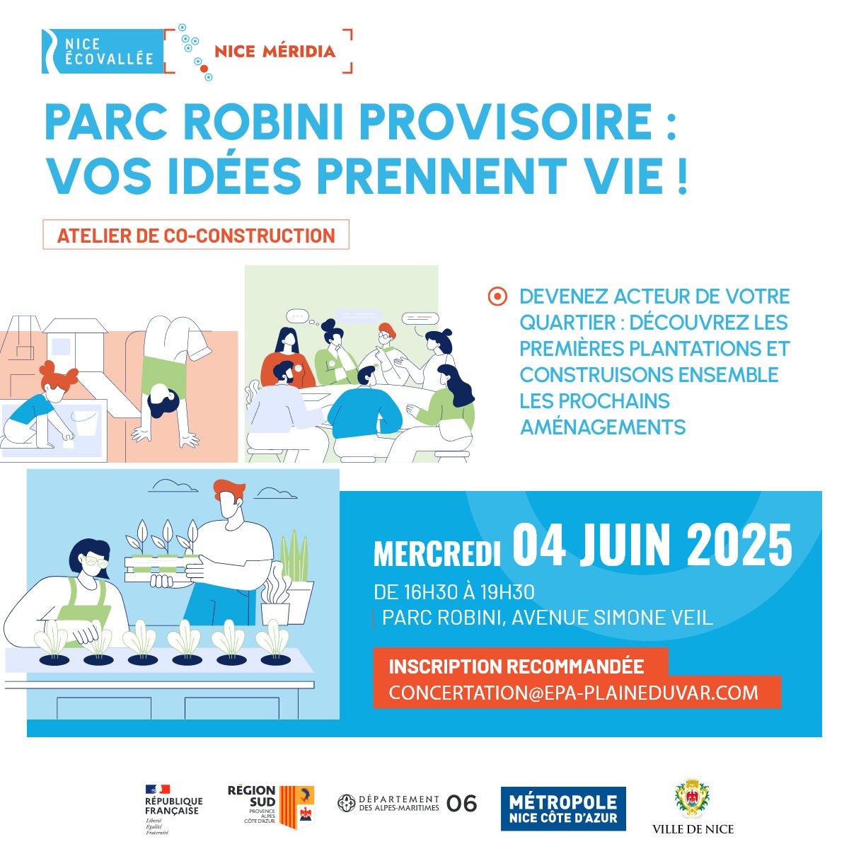 📆C'est demain !! Rdv pour notre atelier pratique pour positionner les prochains usages du parc provisoire Robini dans #NiceMéridia !
📍Mercredi 4 juin 2025 de 16h30–19h30
Inscriptions 👉 docs.google.com/forms/d/e/1FAI…