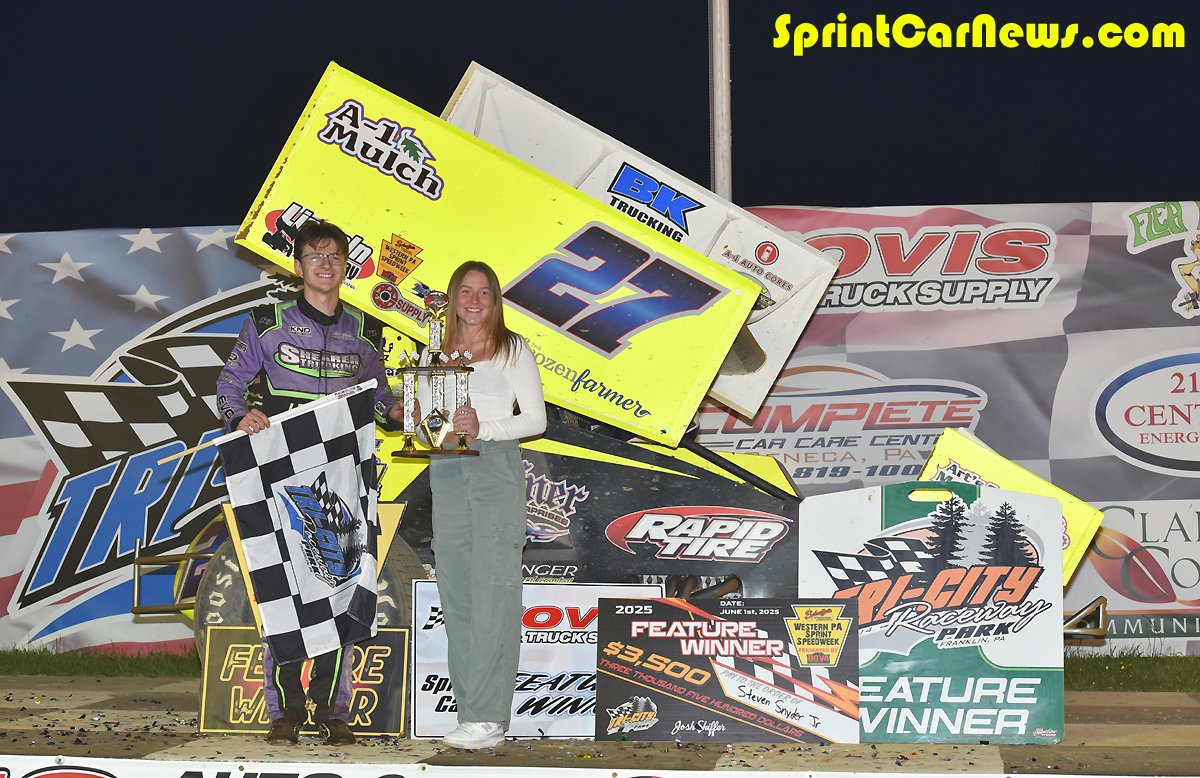 SprintCarNews.com (@sprintcarnews) on Twitter photo Congrats to <a href="/StevenSnyderJr/">Steven Snyder Jr</a> on scoring his first career 410 win on the final night of <a href="/WesternPASpdwk/">Western PA Speedweek</a> at Tri-City Raceway Congrats to <a href="/StevenSnyderJr/">Steven Snyder Jr</a> on scoring his first career 410 win on the final night of <a href="/WesternPASpdwk/">Western PA Speedweek</a> at Tri-City Raceway