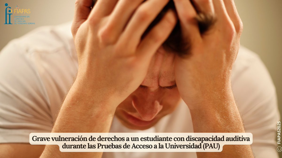 ❌ Hoy, en plena jornada de las #PAU, un estudiante con discapacidad auditiva ha sido obligado a quitarse sus audífonos durante el examen.

#FIAPAS denuncia esta grave vulneración.

Las prótesis auditivas no son opcionales; son esenciales para la comunicación, la interacción y la