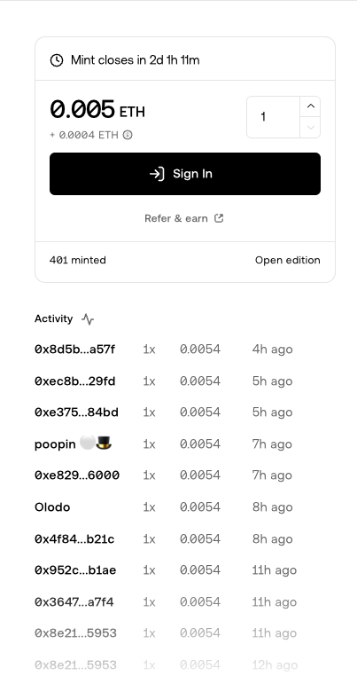 qrcoin.fun (@qrcoindotfun) on Twitter photo don't know how we can communicate the value of winning one of our auctions any better than this...
yesterday, <a href="/DeFiDough/">pizza.base.eth</a> won auction #88 for $733
he used our auction to drive attention to a tweet about his NFT now minting for $13 per mint
he got +200 mints, doubling the total don't know how we can communicate the value of winning one of our auctions any better than this...
yesterday, <a href="/DeFiDough/">pizza.base.eth</a> won auction #88 for $733
he used our auction to drive attention to a tweet about his NFT now minting for $13 per mint
he got +200 mints, doubling the total
