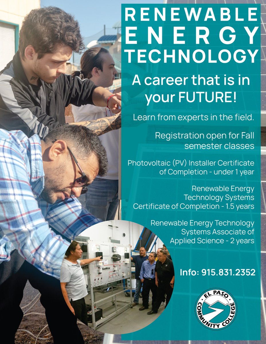 Start your career in a growing field—learn from industry experts at EPCC. Registration open for fall semester. Contact at 915-831-2352