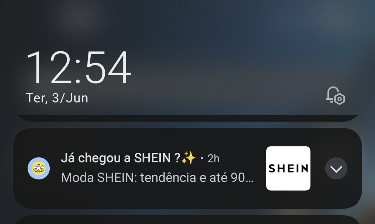 O que houve aqui?
Notificação da Shein no MercadoLivre?
Não tenho Shein instalada no celular.