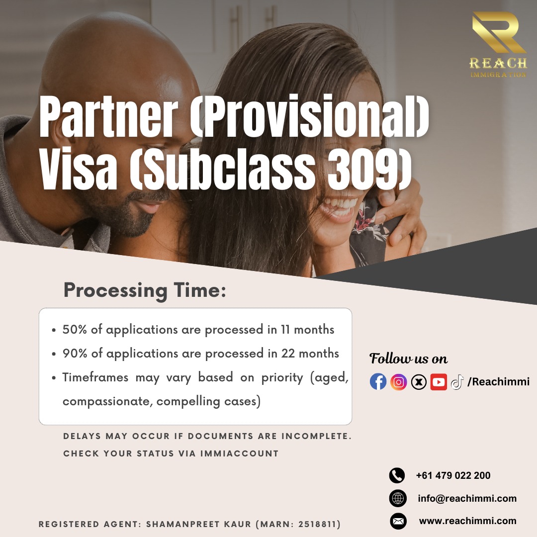 reachimmi's tweet image. 🇦🇺 Apply for Partner (Provisional) Visa (Subclass 309) with REACH Immigration.
📅 50% in 11 months | 90% in 22 months
⚠️ Delays if docs are incomplete.
✅ Check status via ImmiAccount
Agent: Shamanpreet Kaur (MARN: 2518811)
📞 +61 479 022 200
#Subclass309 #Reachimmi