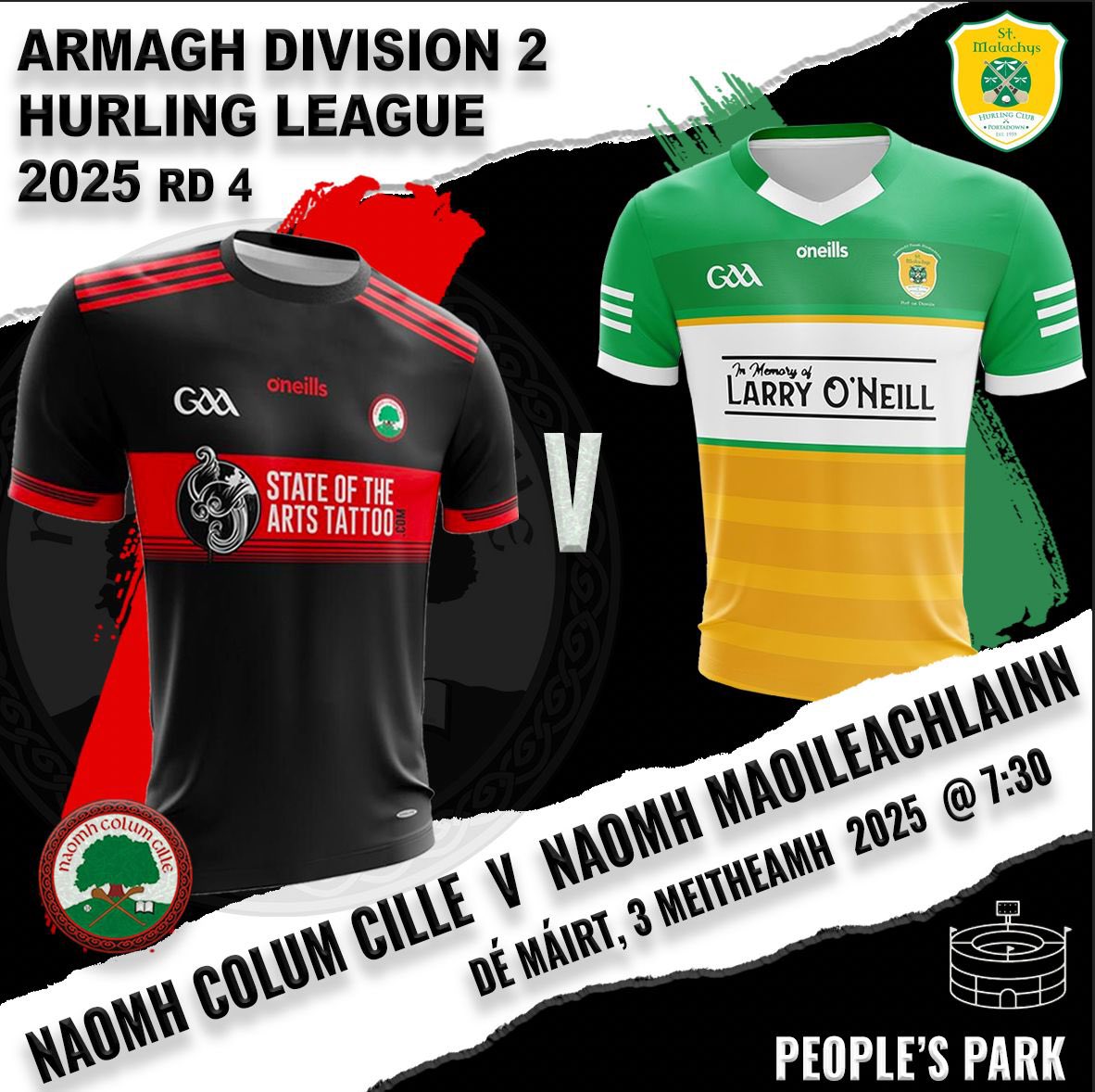Áit don chluiche anocht.
Location of tonights game.

Páirc an Phobail, 
Port an Dúnáin.

The Peoples Park, Portadown.
