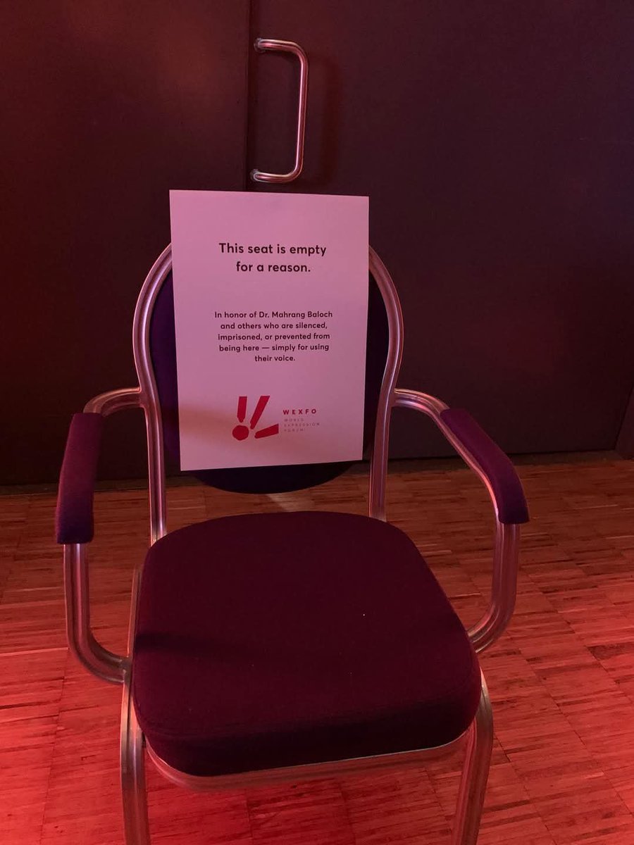 andrin199720's tweet photo. At #WEXFO 2025 in Lillehammer, #Norway, one chair remained painfully empty.
It belonged to Dr. #MahrangBaloch—abducted by #PakArmy for daring to speak of justice, dignity, and #Baloch freedom.
Even in her absence, her silence echoed louder than #Pakistan’s lies. 1/2
@DSangat1 https://t.co/jL43FAvSQQ