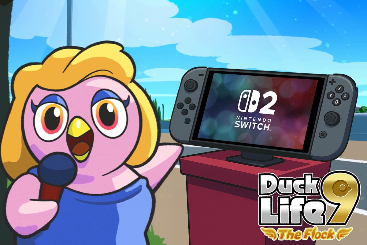 duck_life_app's tweet photo. Happy #Switch2 Launch Day! ๐ฅ Our news-reporter Rosebud says: Duck Life 9: The Flock arrives on your new console TOMORROW! Ready to train your champion and race to victory? ๐ฎ๐จ #DuckLife9 #NintendoSwitch2 #GameLaunch https://t.co/m6oqopUPxQ