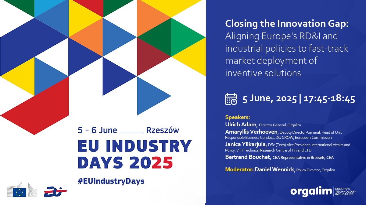 Tomorrow, our Director General Ulrich Adam &amp; Policy Director Daniel Wennick will be speaking on a panel with Amaryllis Verhoeven, Janica Ylikarjula and Bertrand Bouchet about how to align RD&amp;I and #industry policy to increase #competitiveness.

➡️ lnkd.in/eK3D72vu