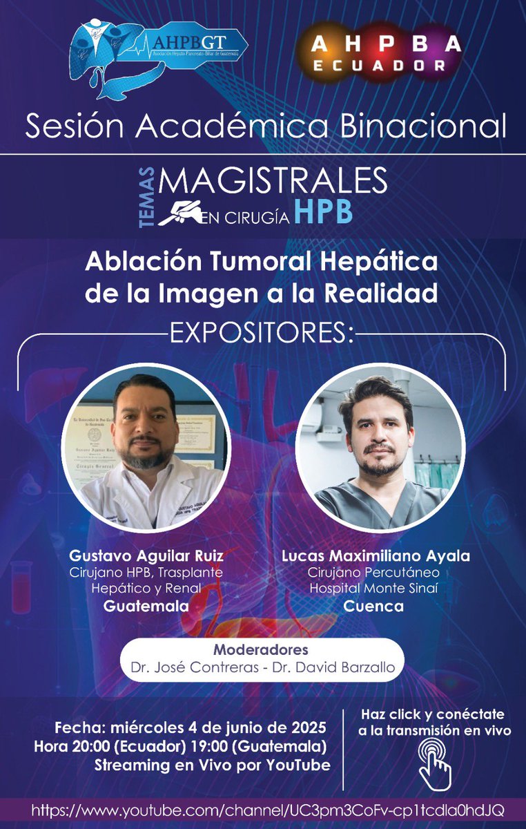 ahpba_ecuador's tweet photo. Te esperamos en día de mañana en nuestra sesión académica conjunta.  En esta ocasión una sesión especial conjunta con AHPBGT. https://t.co/dZ5WufSvAu
