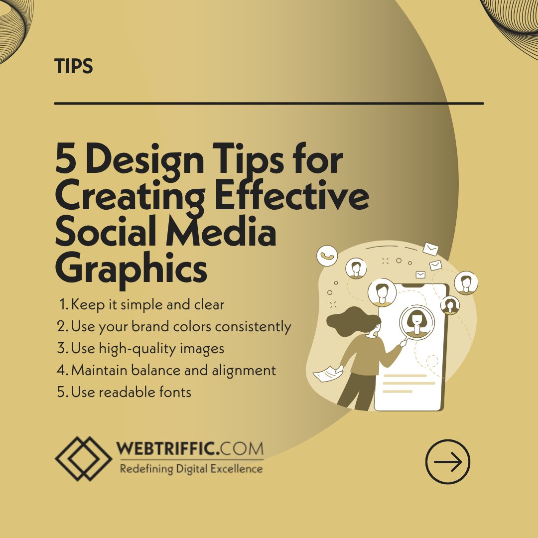 webtriffic's tweet photo. 5 Design Tips for Creating Effective Social Media Graphics

1. Keep it simple and clear
2. Use your brand colors consistently
3. Use high-quality images
4. Maintain balance and alignment
5. Use readable fonts

#DesignTips #SocialMediaGraphics #WEBTRIFFICSHOP https://t.co/jsDBioUegJ