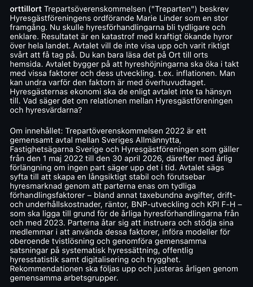 Om trepartsöverenskommelsen som <a href="/hyresgasterna/">Hyresgästföreningen</a> är så stolta över. orttillort.org/2025/06/02/avt…

Och en länk så ni kan läsa hela:
orttillort.org/wp-content/upl…