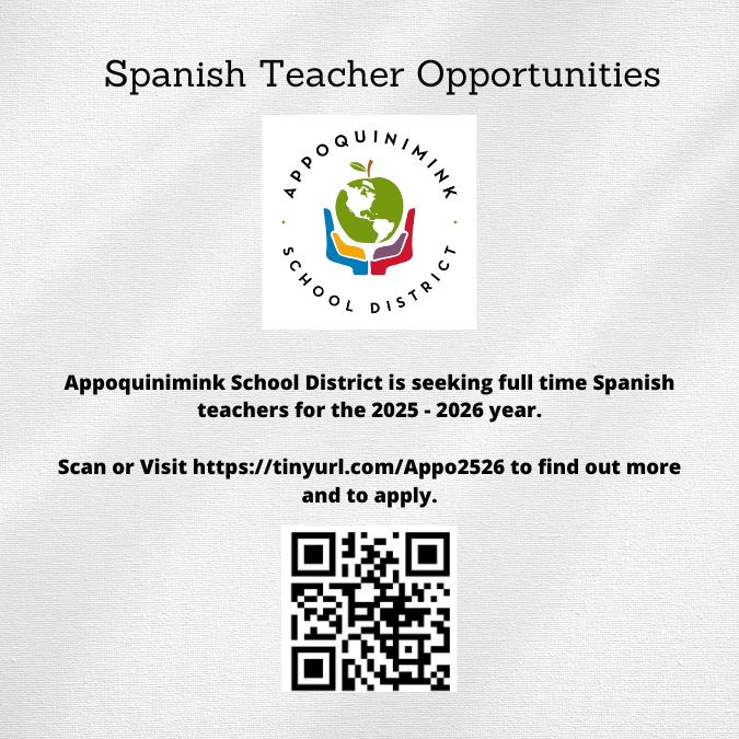 Spanish Teacher Opportunities in <a href="/AppoSchools/">AppoSchools</a> 

Scan or Visit tinyurl.com/Appo2526