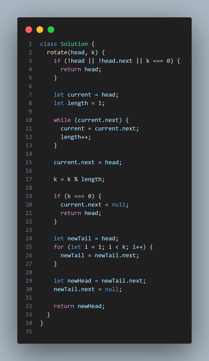Shashank8839's tweet image. 🚀 Day 66 of #geekstreak2025
🧠 Todays challenge: Rotate a Linked List K times(left rotation)
💻 Language: JavaScript 📚 Source: #gfg160 by @geeksforgeeks
#javascriptdeveloper #datastructures #linkedlistrotation #codingchallenge #frontendengineer #100daysofcode #devcommunity