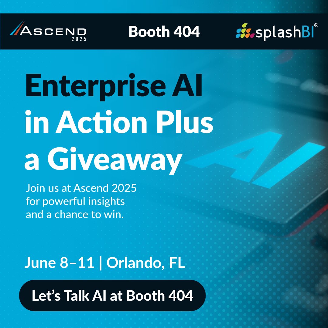 SplashBI's tweet photo. See what’s next in enterprise reporting at Ascend 2025!
Catch live demos, ask questions &amp; enter our giveaway.

Link- https://t.co/AUORK8kL0p

#Ascend2025 #SplashBI #SmarterReporting #OracleReporting #AIinERP #Analytics #FinanceAndHRAnalytics https://t.co/D6Y4zu9gU8