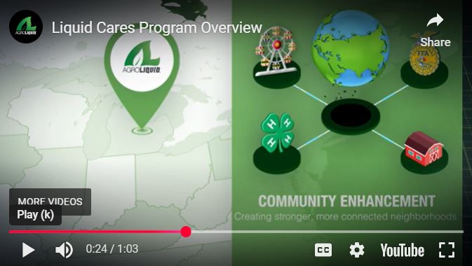 #AgroLiquid's Liquid Cares program supports 4 areas. The first is community enhancement. This involves supporting initiatives for specific improvement projects, recreational activities, and programs that enhance and promote health and well being. youtu.be/rWffKOL3dvs
