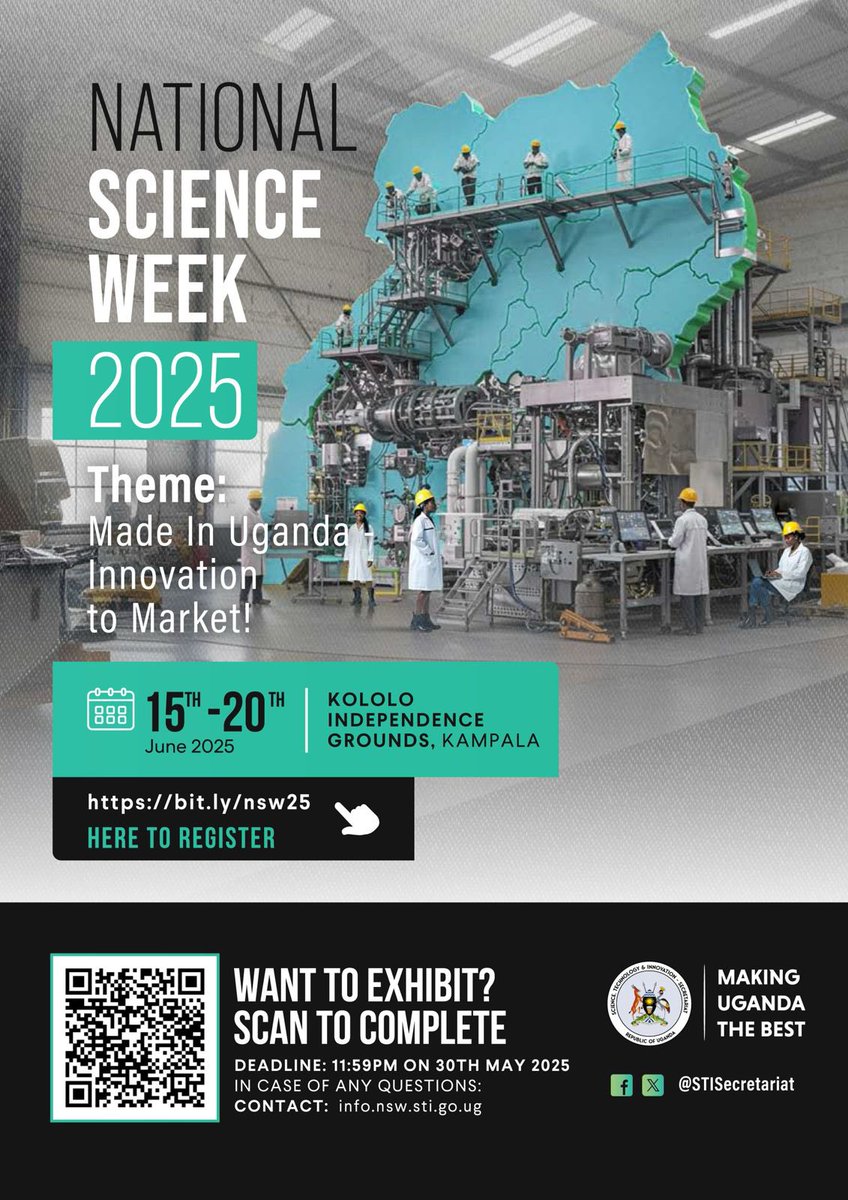 The National Science &amp; Technology Week 2025 will showcase the progress made by STI towards igniting the qualitative leap of Uganda’s economy with the following objectives:

To demonstrate product market fit for Ugandan products

To show the impact of purchasing Ugandan products.