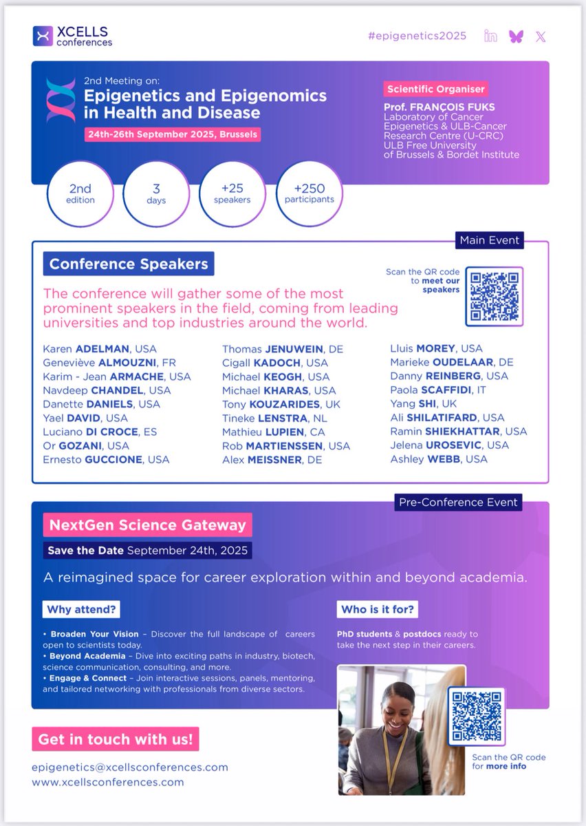 Yael David (@yael_david__) on Twitter photo 🚨 New meeting this fall in Brussels! 🚨
Cutting-edge science, amazing colleagues, & a RARE career development workshop for trainees-covering pharma, consulting, writing, start-ups & more 🤩
#epigenetics2025
Registration is open!!
<a href="/epicypher/">EpiCypher, Inc.</a> <a href="/FuksLab/">Fuks_Lab</a>
xcellsconferences.com/epigenetics2025 🚨 New meeting this fall in Brussels! 🚨
Cutting-edge science, amazing colleagues, & a RARE career development workshop for trainees-covering pharma, consulting, writing, start-ups & more 🤩
#epigenetics2025
Registration is open!!
<a href="/epicypher/">EpiCypher, Inc.</a> <a href="/FuksLab/">Fuks_Lab</a>
xcellsconferences.com/epigenetics2025
