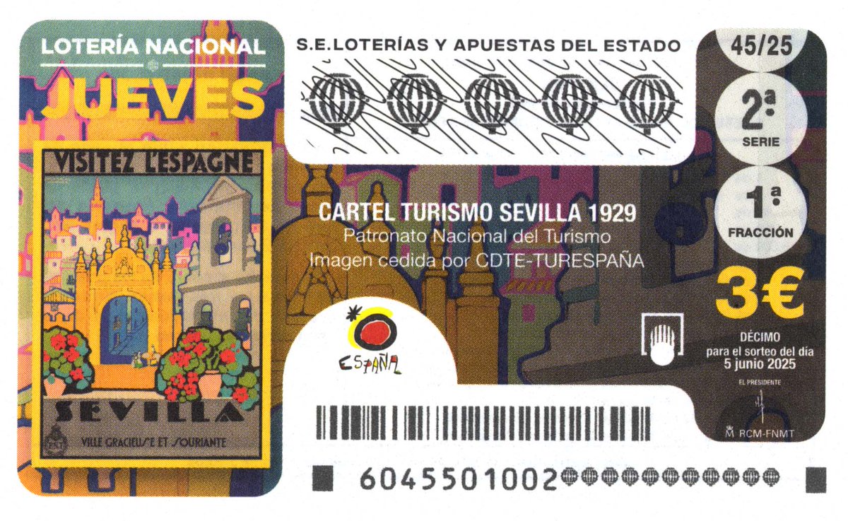 Loterías del Estado (@loterias_es) on Twitter photo Loterías estrena una colección de nueve décimos dedicada a la promoción de España como destino turístico, a través de una serie de carteles históricos de 1929 gracias a <a href="/Turespana_/">Turespaña Oficial</a>. Mañana jueves, la capilla recuerda el encanto de Sevilla. #LoteríasConLaCultura #LoteríaNacional Loterías estrena una colección de nueve décimos dedicada a la promoción de España como destino turístico, a través de una serie de carteles históricos de 1929 gracias a <a href="/Turespana_/">Turespaña Oficial</a>. Mañana jueves, la capilla recuerda el encanto de Sevilla. #LoteríasConLaCultura #LoteríaNacional