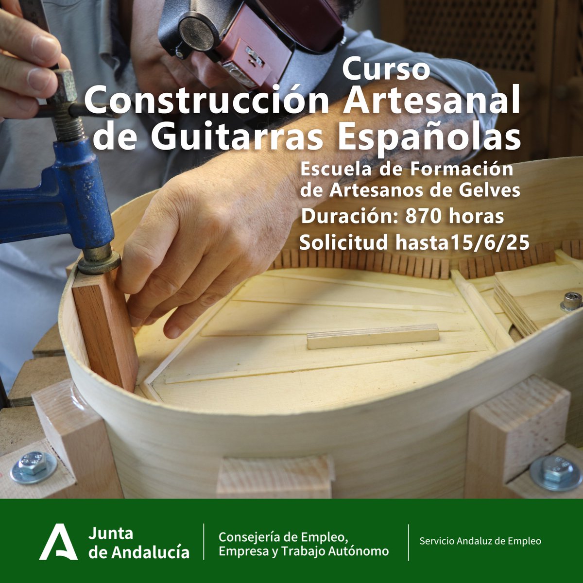 Plazo de solicitud abierto hasta 15/6/25 Formación profesional para el empleo en  Artes y Artesanía, gratuita y con materiales incluidos 
+ info: web Formación para el Empleo en Andalucía Contacto Escuela: TLF. 955547002 600 157 316