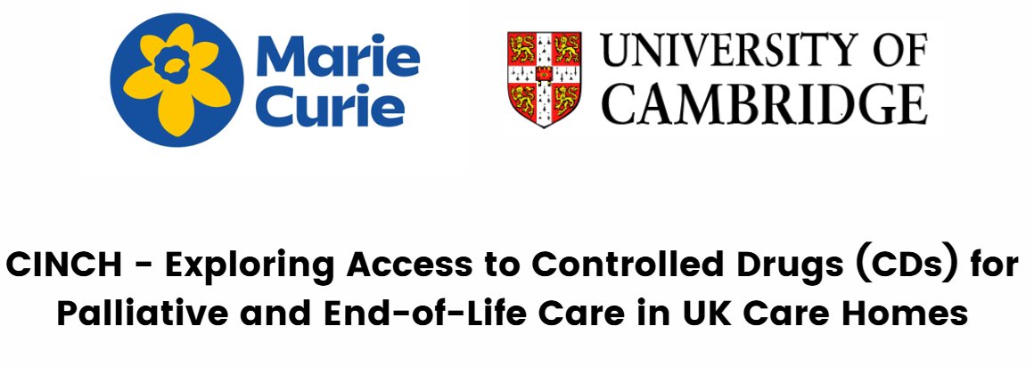 FAO Care home managers and staff
Help researchers explore access to Controlled Drugs (CDs) for Palliative and End-of-Life Care in UK Care Homes. 
Contribute to the study here: bit.ly/cinch25
Find out about the study here: youtu.be/ckCT8CzM7BA