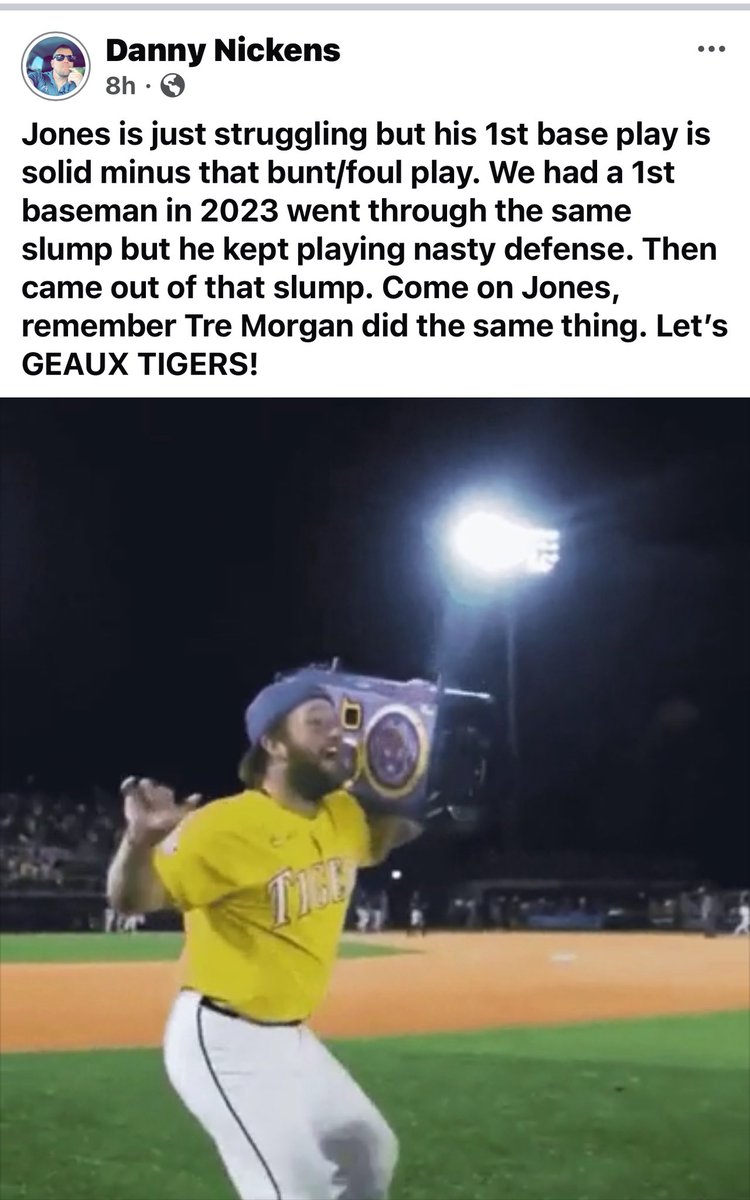 I’d like to think he read my Facebook post just prior to that bomb last night. <a href="/LSUbaseball/">LSU Baseball</a> <a href="/bearjones_3/">Jared Jones</a>