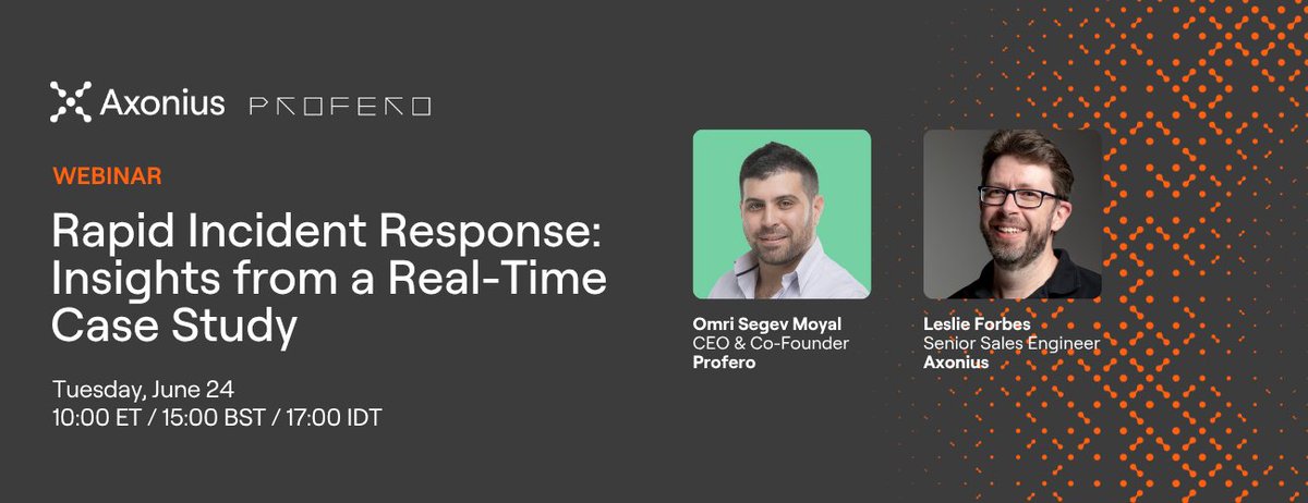 What does effective incident response look like in action? Find out in our upcoming webinar with <a href="/AxoniusInc/">Axonius</a>  featuring a real-time case study! Join us for “Rapid Incident Response” and gain actionable insights to refine your cybersecurity approach. Don’t miss out—register here: