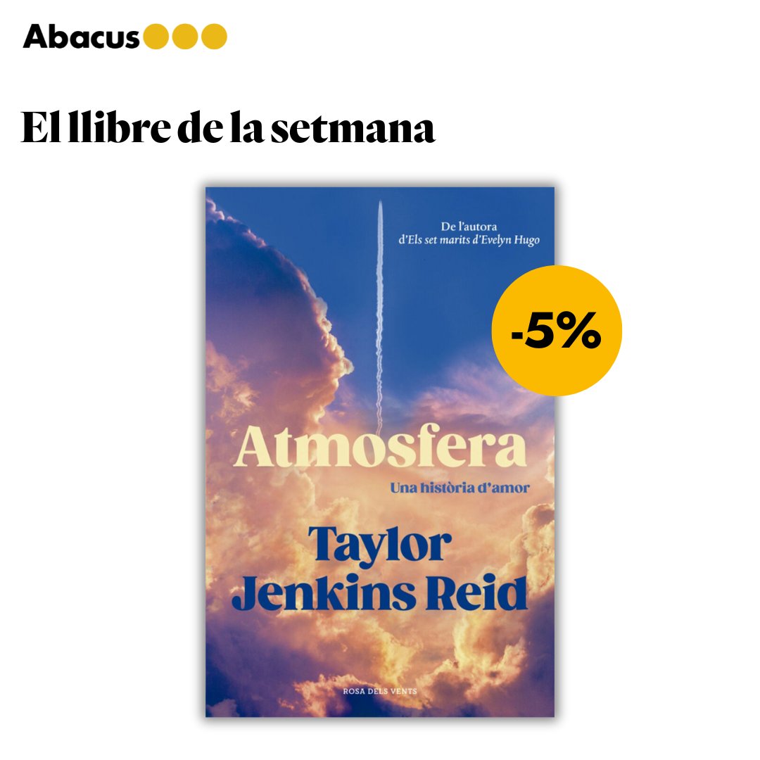 Abacus Botigues (@abacus_botigues) on Twitter photo ⭐ El llibre de la setmana
"Atmosfera" de Taylor Jenkins Reid <a href="/penguinllibres/">Penguin Llibres</a>
Novel·la èpica ambientada en el rerefons del programa del transbordador espacial dels anys vuitanta sobre els extraordinaris indrets als quals arribem per viure i estimar.
🔗 abacus.coop/es/atmosfera/1… ⭐ El llibre de la setmana
"Atmosfera" de Taylor Jenkins Reid <a href="/penguinllibres/">Penguin Llibres</a>
Novel·la èpica ambientada en el rerefons del programa del transbordador espacial dels anys vuitanta sobre els extraordinaris indrets als quals arribem per viure i estimar.
🔗 abacus.coop/es/atmosfera/1…