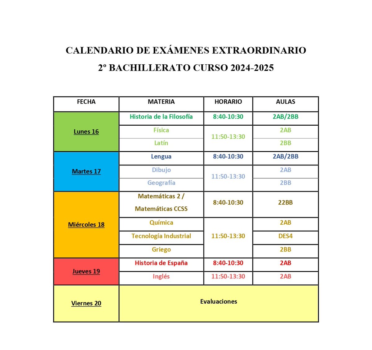 IESLancia's tweet photo. CALENDARIO DE EXÁMENES EXTRAORDINARIO 2º BACH 2024-2025. https://t.co/cV3KbLiqeF