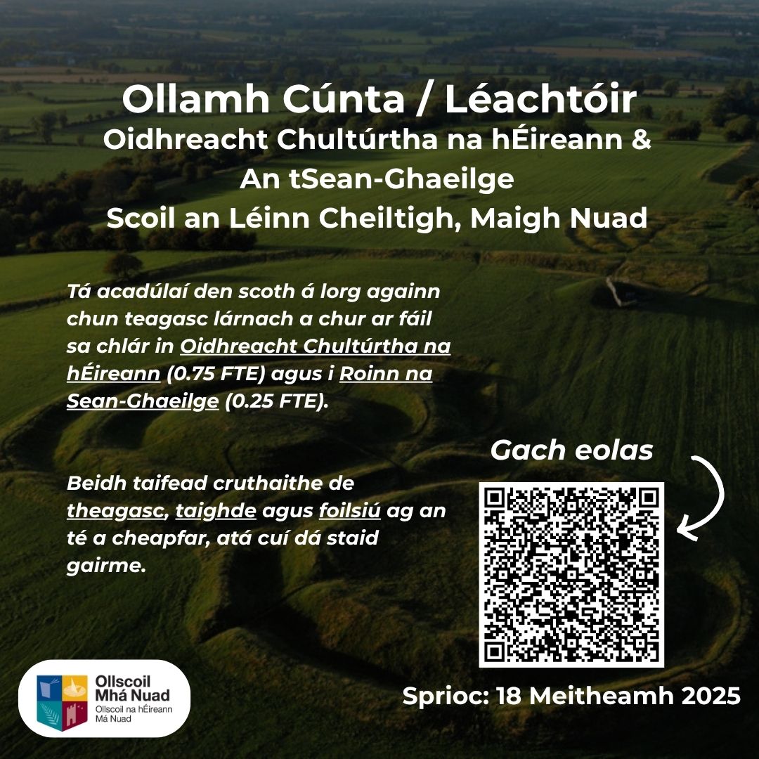 ❗Today is the last day to apply for the position of Assistant Professor/Lecturer in Irish Cultural Heritage and Early Irish in the School of Celtic Studies!  

🔗 Gach eolas | All information: buff.ly/TYhcuXi