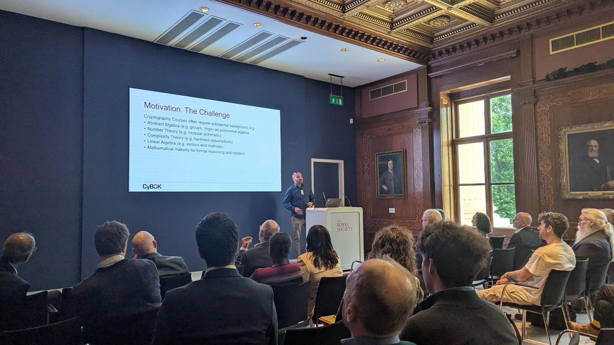 We have <a href="/essamghadafi/">Essam Ghadafi</a> speaking next, aiming to help deliver teaching resources on Post-Quantum #Cryptography (PQC).  A HUGE task with complex topics and a broad depth of modules to cover. 

We're looking forward to unravelling the mystery of PQC!

#Teaching #CyberSecurity