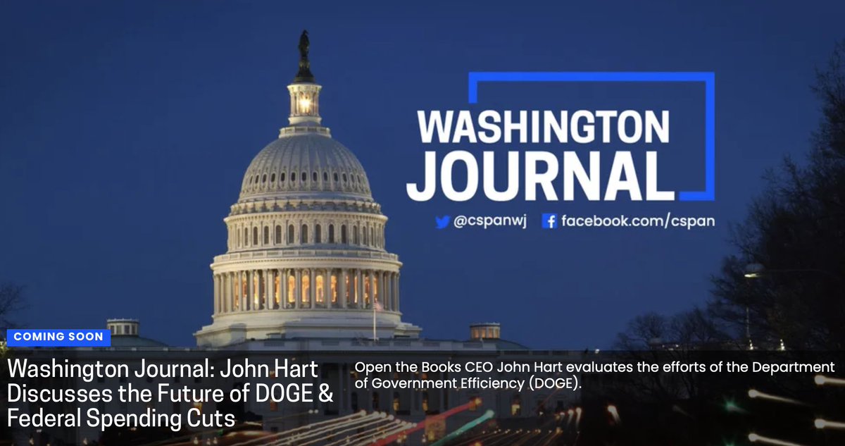 WATCH NOW: <a href="/johnhart333/">John Hart</a> on <a href="/cspan/">CSPAN</a> to discuss our evaluation of DOGE, DOGE's future &amp; more. Tune in live! c-span.org/event/washingt…