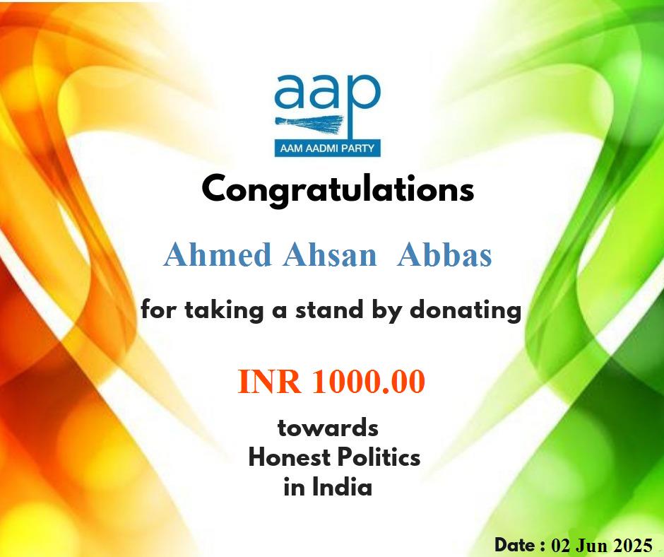 AAP Ka Ahsan Indian|అహసన|अहसन|احسن (@ahmedahsanabbas) on Twitter photo #ISupportGopalItalia
Here's a small financial contribution of support for Shri <a href="/Gopal_Italia/">Gopal Italia</a> Ji to establish honest politics by contesting Assembly by-election in Gujarat's Visavadar to win & raise his voice for the people to bring change in direction.
aapgujarat.org/gopalitalia
You #ISupportGopalItalia
Here's a small financial contribution of support for Shri <a href="/Gopal_Italia/">Gopal Italia</a> Ji to establish honest politics by contesting Assembly by-election in Gujarat's Visavadar to win & raise his voice for the people to bring change in direction.
aapgujarat.org/gopalitalia
You