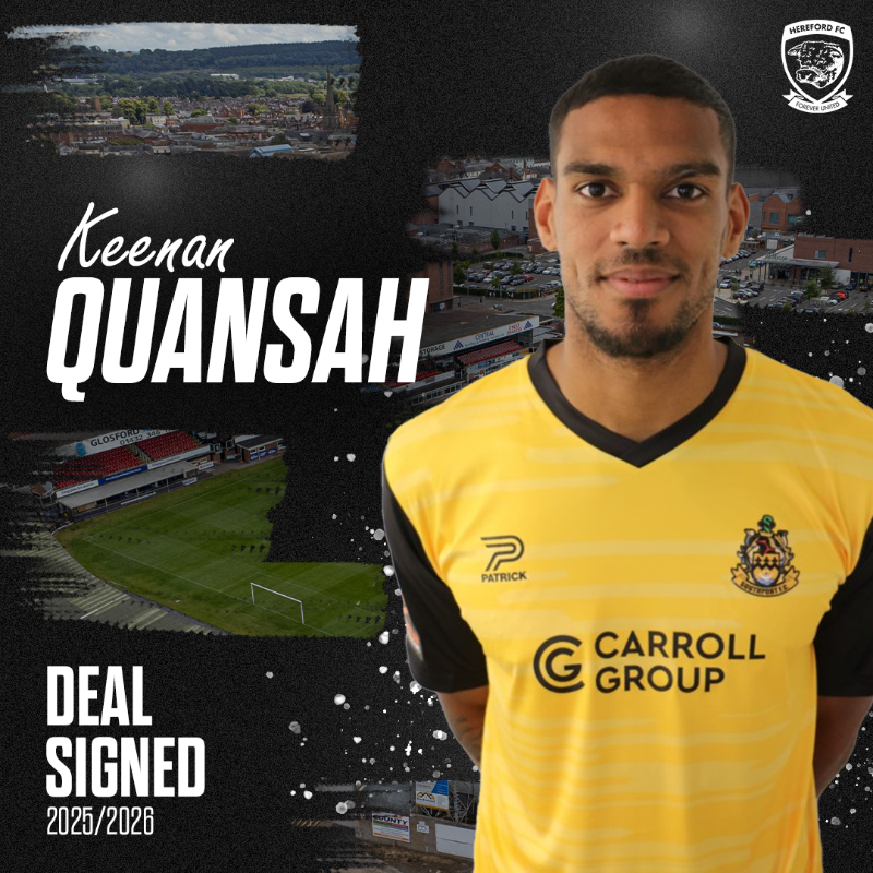 HerefordFC's tweet photo. Welcome to Hereford, Keenan! 👋

We're delighted to announce the signing of defender, Keenan Quansah! 
#COYW | #OurCity