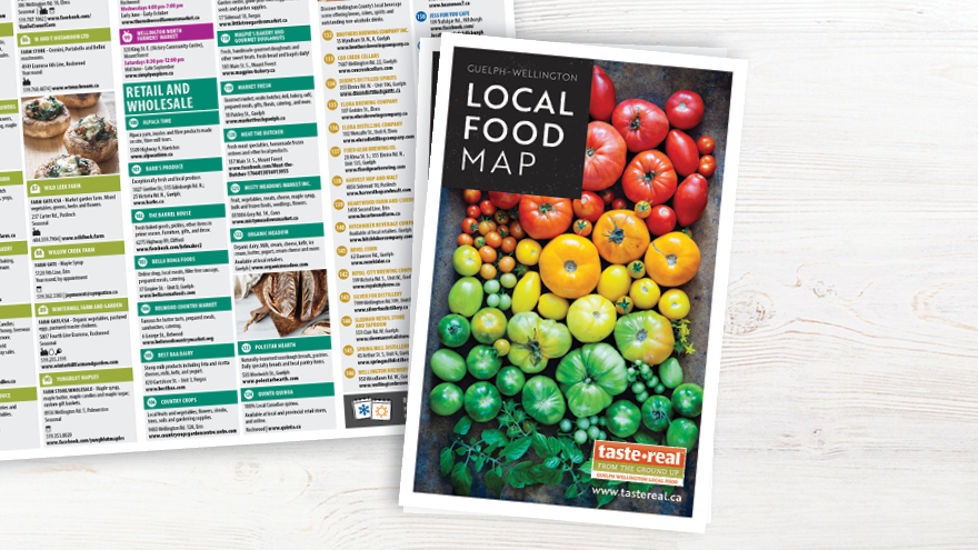 Celebrate #LocalFoodWeek with our new Local Food Map for #WellingtonCounty and #Guelph! Discover local farms, food producers and markets 🥕🍯🧀🥩. 

Pick up a free copy or request one mailed to you at ow.ly/CmLZ50W0qgu

#loveONfood #experiencewellington #tastereal