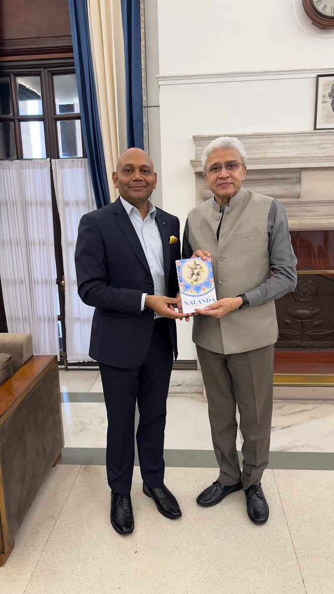 The glory of Nalanda gets revived in a beautiful book “Nalanda” authored by Abhay Kumar, a young IFS officer. It was a pleasure meeting him today and receiving a copy of his book.