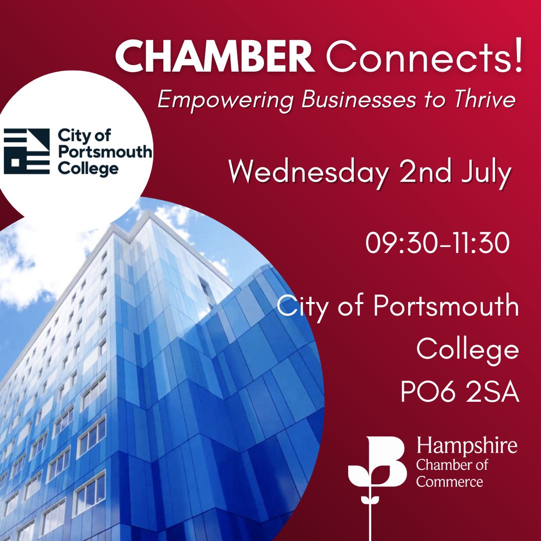New to the Chamber? Or simply looking to refresh your network? 

Chamber Connects! is where Hampshire’s professionals gather for two hours of high-quality, facilitated networking - and we’re heading to City of Portsmouth College next. 

👉 buff.ly/uecY1K0