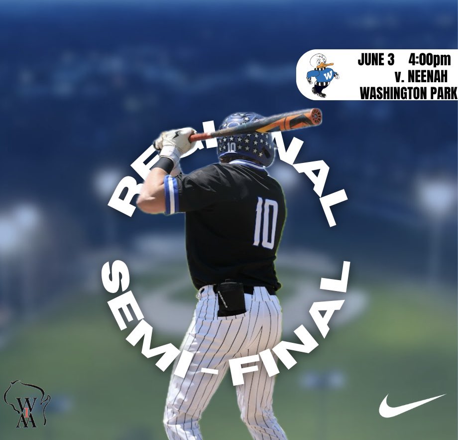 GAMEDAY 
📍 Washington Park
⏰ 4:00pm
🆚 Neenah
🌟 Regional Semi-Final
🔵⚪️ Go Goslings!