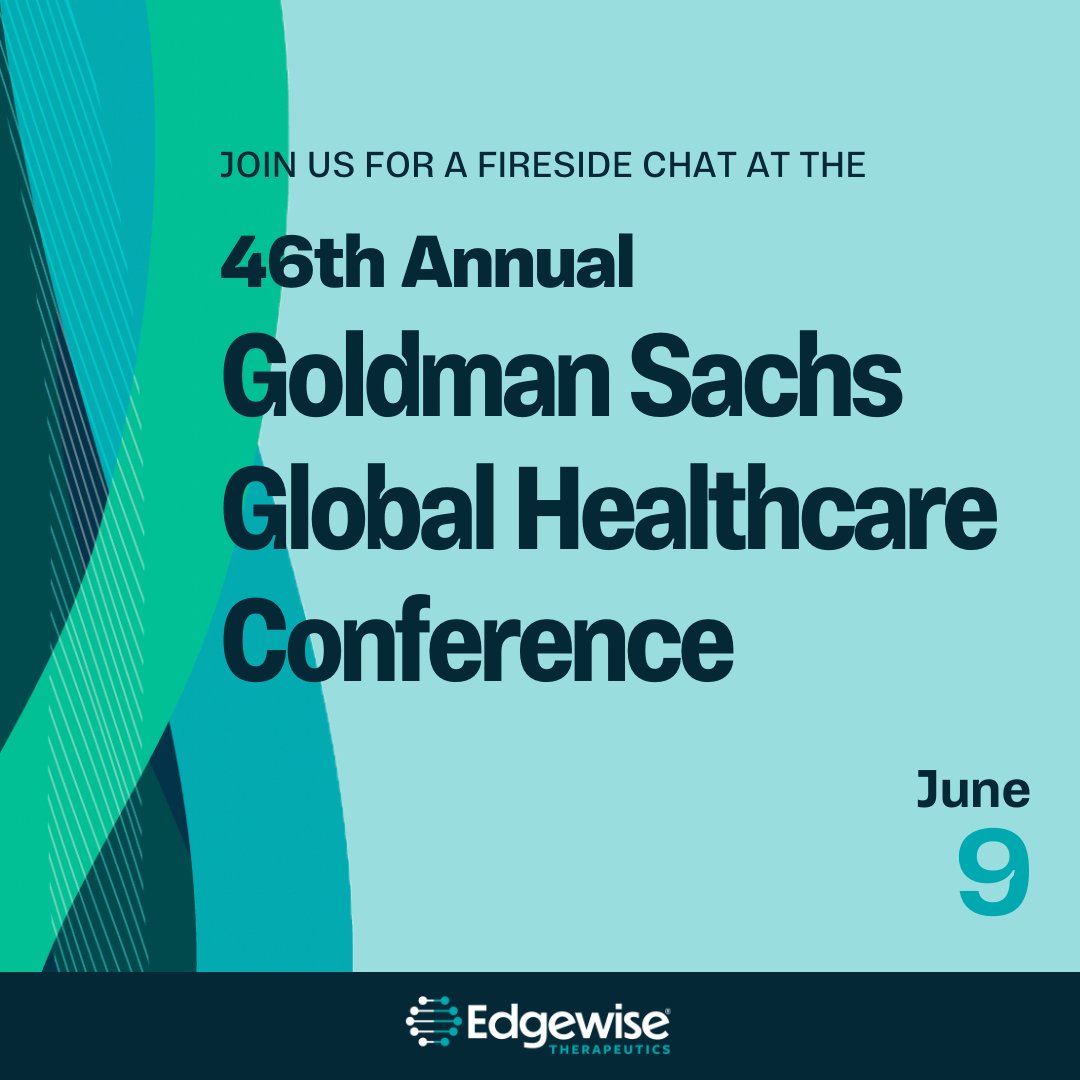 Edgewise Therapeutics (@edgewisetx) on Twitter photo Our management will be presenting at the 46th Annual <a href="/GoldmanSachs/">Goldman Sachs</a> Global Healthcare Conference. Join Kevin Koch, CEO and Behrad Derakhshan, COO for a fireside chat on June 9, 3:20pm ET. Read the press release for more details: investors.edgewisetx.com/news/news-deta… Our management will be presenting at the 46th Annual <a href="/GoldmanSachs/">Goldman Sachs</a> Global Healthcare Conference. Join Kevin Koch, CEO and Behrad Derakhshan, COO for a fireside chat on June 9, 3:20pm ET. Read the press release for more details: investors.edgewisetx.com/news/news-deta…