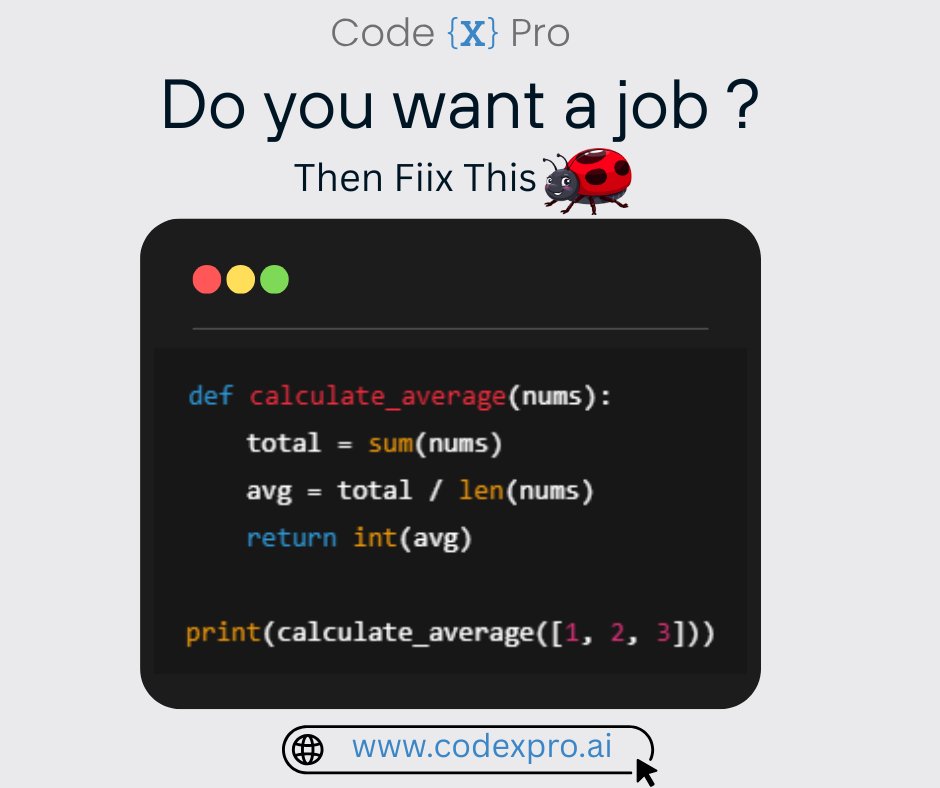 smalldayCodeX's tweet photo. Silent bugs are the deadliest.
This function looks perfect. It runs. It returns a number. But the logic? 🫠

Only the sharpest devs will catch what's wrong here.
Spot the bug in 15 seconds? You’re not just hireable — you’re a problem-slayer. ⚔️👨‍💻 https://t.co/fOegG6vNYg