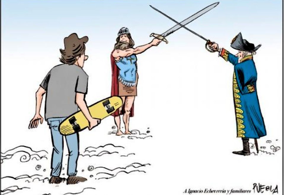 A Ignacio Echeverría y familiares, de <a href="/PUEBLAdibujante/">PUEBLA</a>.

Recordamos esta viñeta en el octavo aniversario de la muerte del apodado "héroe del monopatín".