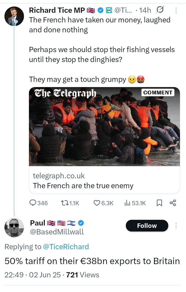 MrTibblesNewEra (@mrtibblesnewera) on Twitter photo Paul wants to sock it to the French by...(checks notes)... paying 50% more for their stuff.
Paul is a total twat.
<a href="/BasedMillwall/">Paul ๐ฌ๐ง ๐บ๐ธ ๐ฎ๐ฑ</a> Paul wants to sock it to the French by...(checks notes)... paying 50% more for their stuff.
Paul is a total twat.
<a href="/BasedMillwall/">Paul ๐ฌ๐ง ๐บ๐ธ ๐ฎ๐ฑ</a>