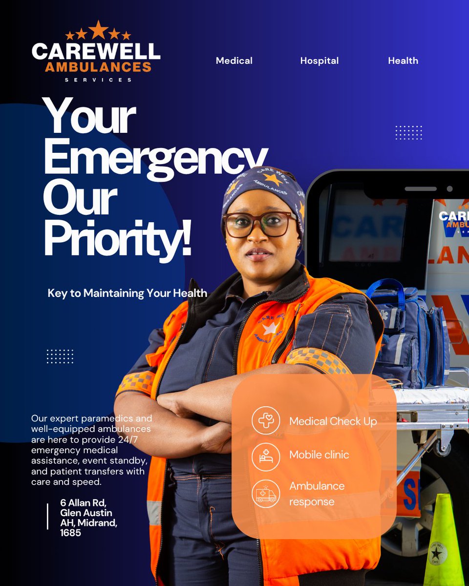 At Carewell EMS, we provide reliable and rapid emergency medical services when you need them most. From ambulance response to on-site medical support, our trained professionals are ready 24/7 to save lives and ensure safe patient transport.

📞 Emergency Line: 011 0208550