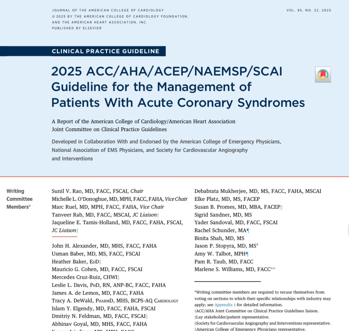 docramiro's tweet photo. Para iniciar con todo: actualización 2025 de las guías para el manejo de pacientes con síndrome coronario agudo ACC/AHA. ❤️
Acceso libre: https://t.co/4vyEucmgsB https://t.co/qvtoGyWiIr
