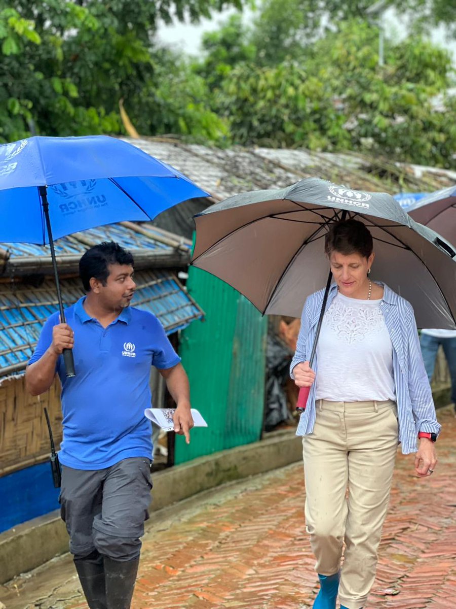 UNHCR_BGD's tweet photo. "Preparing for these disasters is not just essential – it is lifesaving."

🇺🇳Resident Coordinator Gwyn Lewis in Cox’s Bazar 🇧🇩, observing safer shelters + essential facilities
&amp; impact of monsoon rains.

With rising needs + funding gaps, continued support is key! https://t.co/YbU4Cjw971