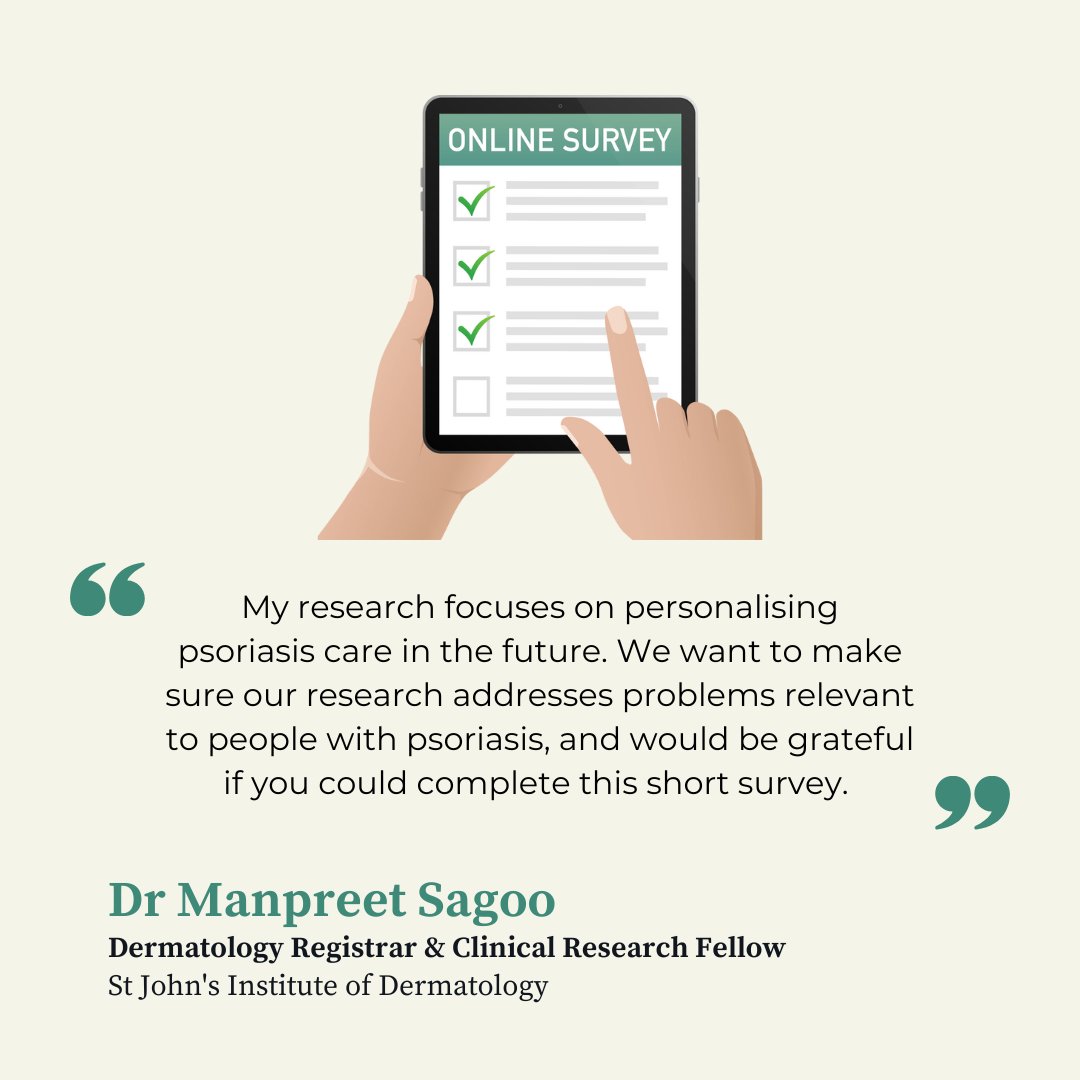 myskinstudy's tweet image. Get involved in Dr Sagoo’s research to help inform the future of #psoriasis care!

Complete the survey: etd-gstt.typeform.com/to/kcSqrapz

Find out more about the research by watching the webinar 📽️ youtu.be/40FDDJBrH5Y?si…

#psoriasisresearch #psoriasistreatment #dermatology #skinhealth