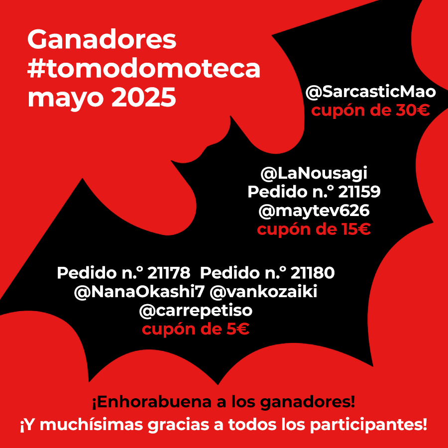Ediciones Tomodomo (@tomodomoed) on Twitter photo En la imagen de los ganadores de la #tomodomoteca de ayer había un nombre repetido por error. ¡Lo sentimos mucho! Casi dejamos a <a href="/NanaOkashi7/">Nana Okashi</a> sin premio 😱🙇
Esta es la imagen correcta. En la imagen de los ganadores de la #tomodomoteca de ayer había un nombre repetido por error. ¡Lo sentimos mucho! Casi dejamos a <a href="/NanaOkashi7/">Nana Okashi</a> sin premio 😱🙇
Esta es la imagen correcta.