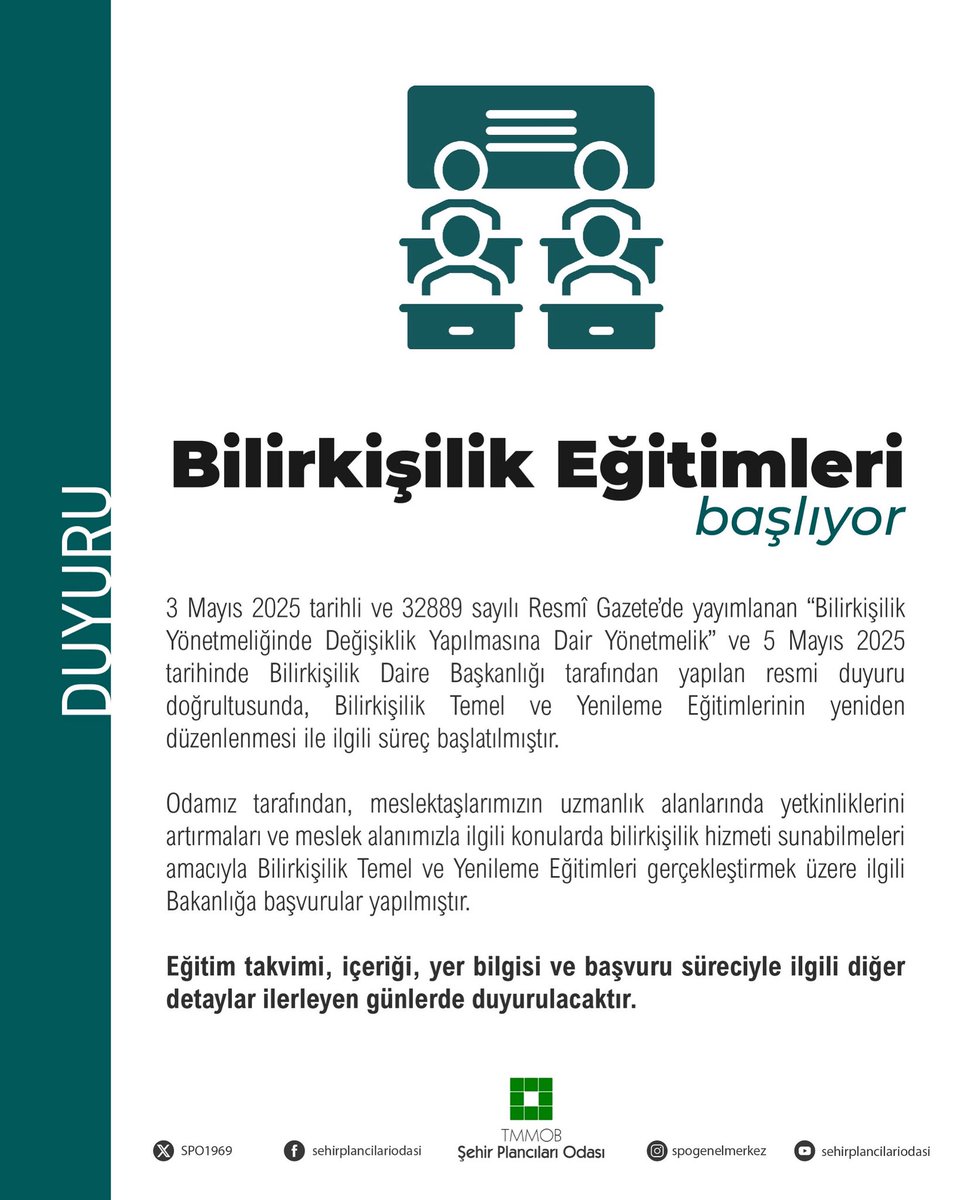 3 Mayıs 2025 tarihli ve 32889 sayılı Resmî Gazete`de yayımlanan "Bilirkişilik Yönetmeliğinde Değişiklik Yapılmasına Dair Yönetmelik" ve 5 Mayıs 2025 tarihinde Bilirkişilik Daire Başkanlığı tarafından yapılan resmi duyuru doğrultusunda, Bilirkişilik Temel ve Yenileme Eğitimlerinin