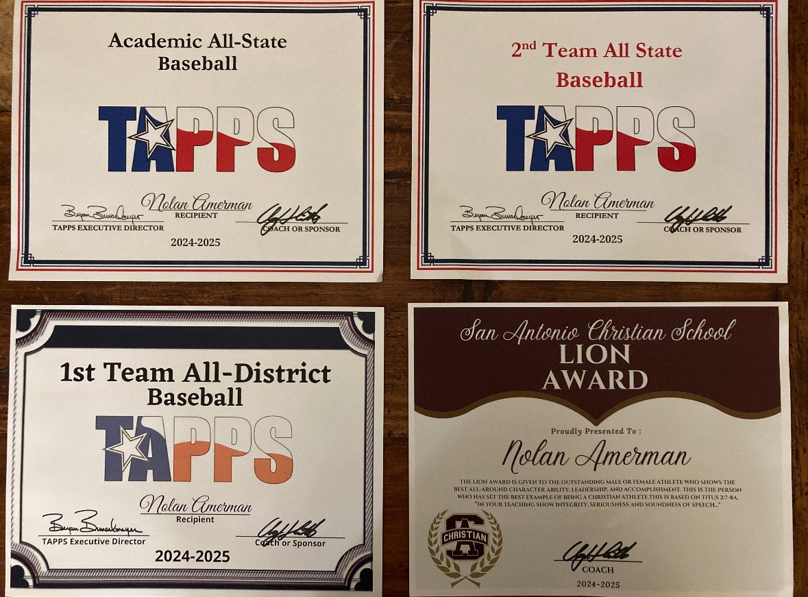 Nolan Amerman (@nolanamerman) on Twitter photo I am very thankful to have received 2nd Team All State in TAPPS 5A. All credit to the Lord Jesus for keeping me healthy. A huge thank you to all of my coaches and parents for coming alongside of me this season and being the key to my success.
<a href="/SACSAthletics21/">SACS Athletics</a> 
<a href="/McMurryBaseball/">McMurry Baseball</a> I am very thankful to have received 2nd Team All State in TAPPS 5A. All credit to the Lord Jesus for keeping me healthy. A huge thank you to all of my coaches and parents for coming alongside of me this season and being the key to my success.
<a href="/SACSAthletics21/">SACS Athletics</a> 
<a href="/McMurryBaseball/">McMurry Baseball</a>